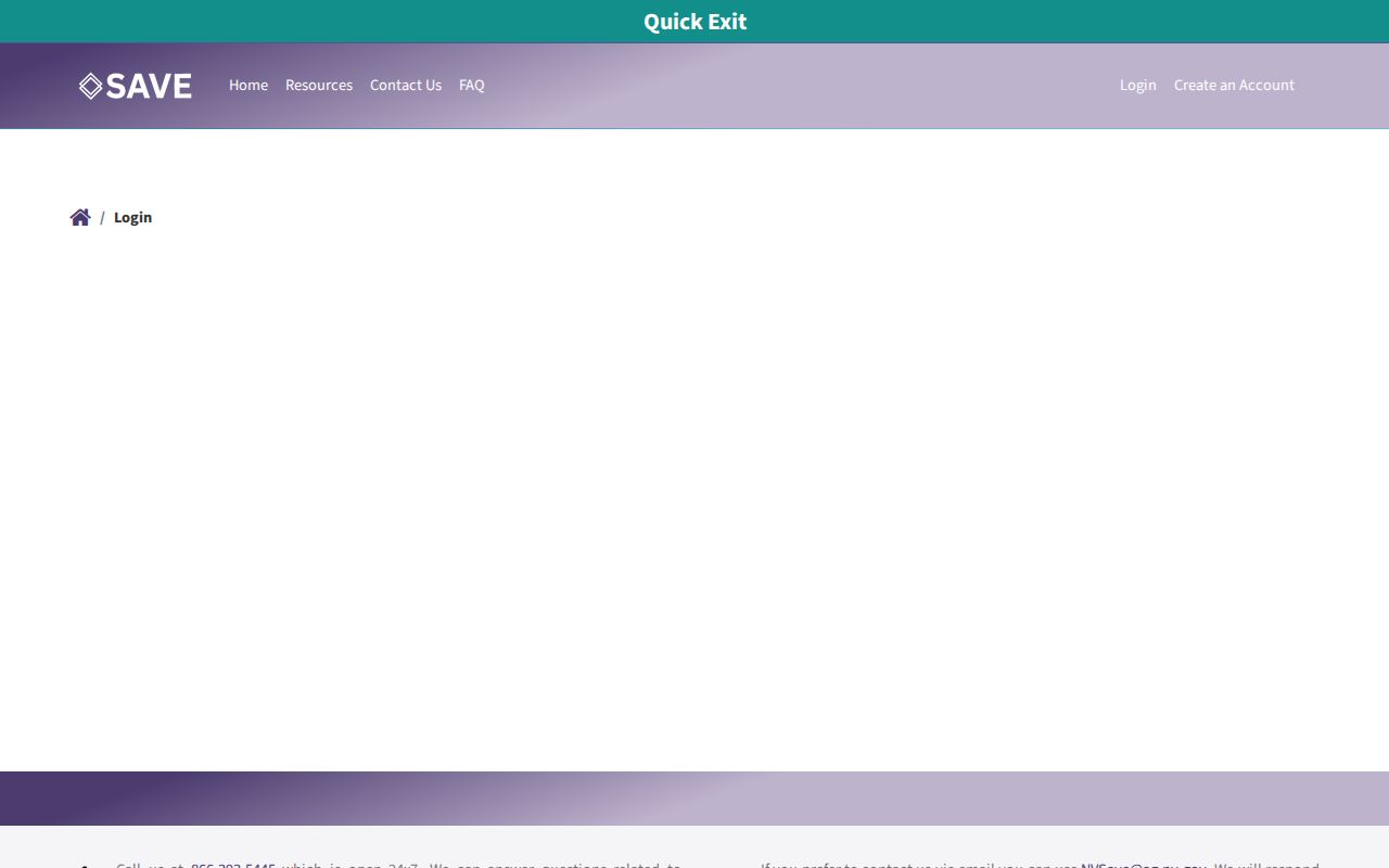 Blank Nevada S.A.V.E. login screen for custody notifications